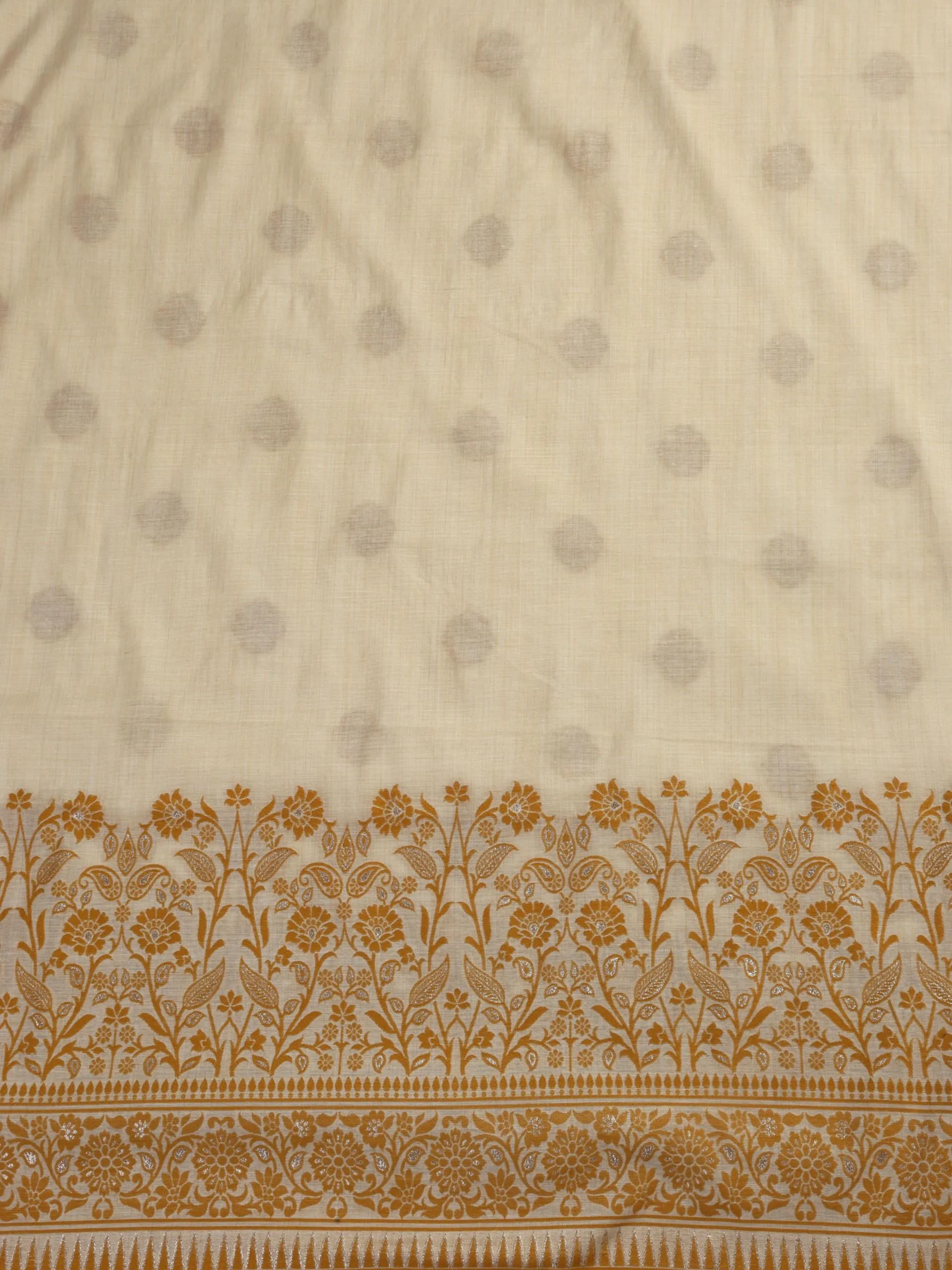 3 pc Unstitched Suit SET - Yellow Jacquard Paisley Kurta with Zari Dupatta and Pyjama