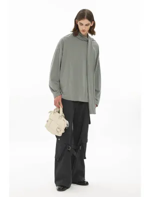 Adjustable strap wide-leg straight pants