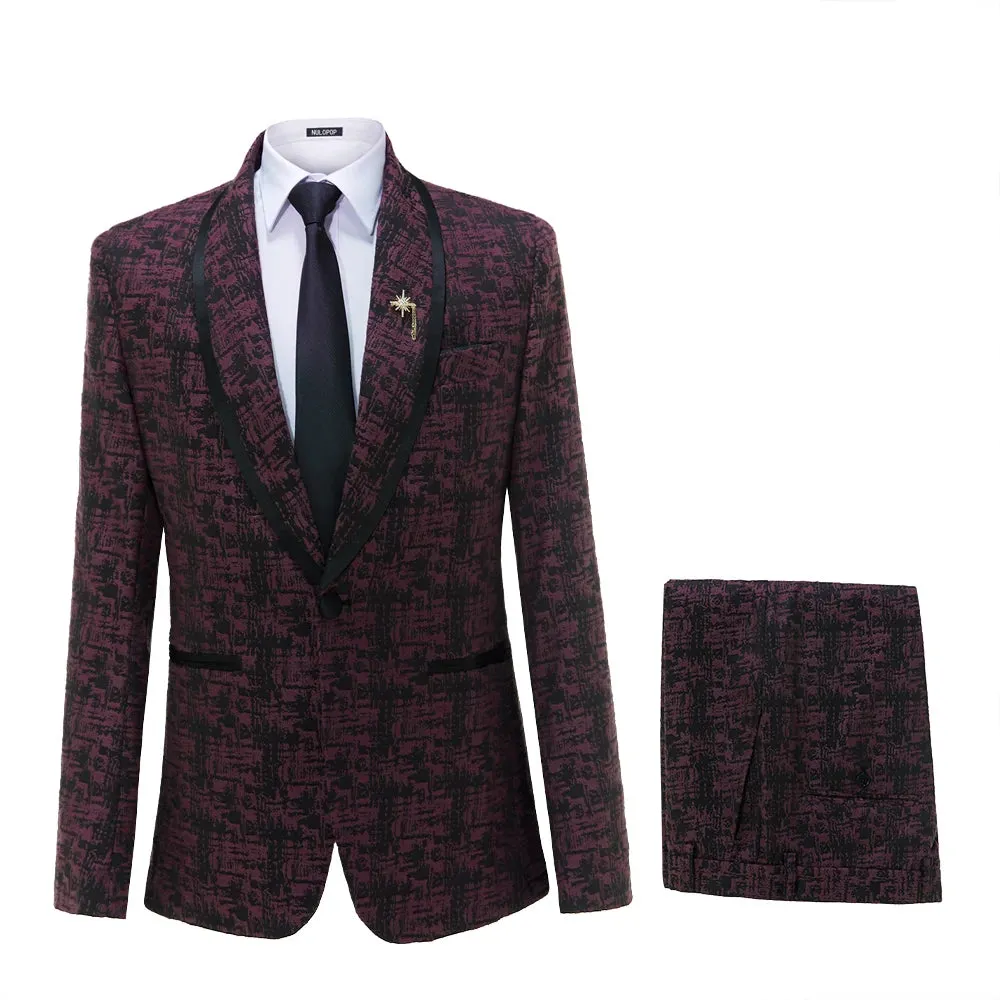 Aidase Elegant Mens Suits 2024 Formal Peaked Lapel Slim Fit Suit Purple Tuxedo Groom 2 Piece Set Wedding Suits For Men (Jacket Pant)