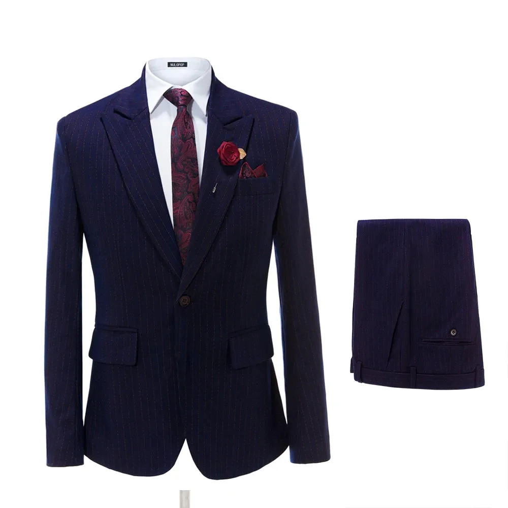 Aidase Elegant Mens Suits 2024 Formal Peaked Lapel Slim Fit Suit Purple Tuxedo Groom 2 Piece Set Wedding Suits For Men (Jacket Pant)
