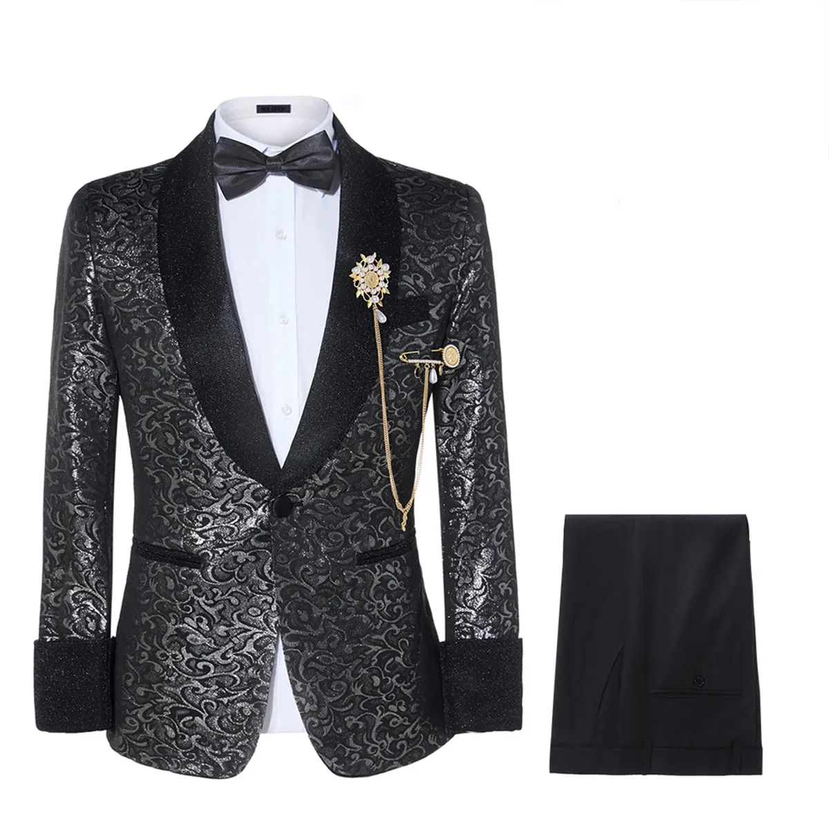 Aidase Elegant Mens Suits 2024 Formal Peaked Lapel Slim Fit Suit Purple Tuxedo Groom 2 Piece Set Wedding Suits For Men (Jacket Pant)