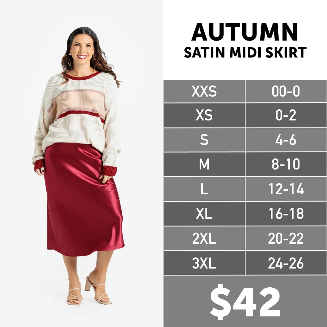 AUTUMN SATIN MIDI SKIRT - BLACK FLORAL
