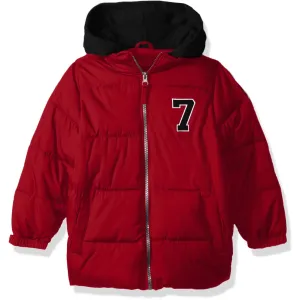 Boys' Little Puffer Jacket with Fleece Hood red