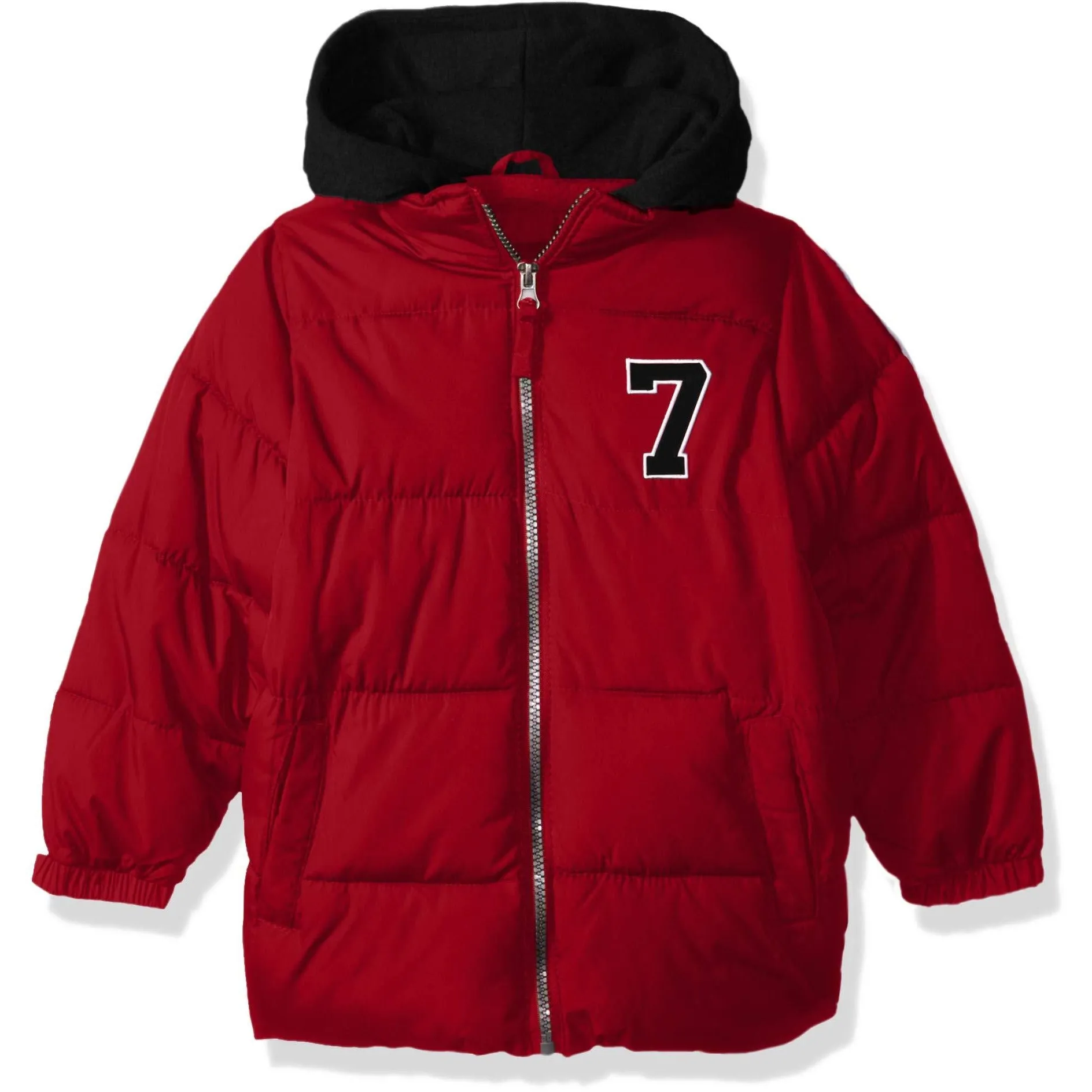 Boys' Little Puffer Jacket with Fleece Hood red