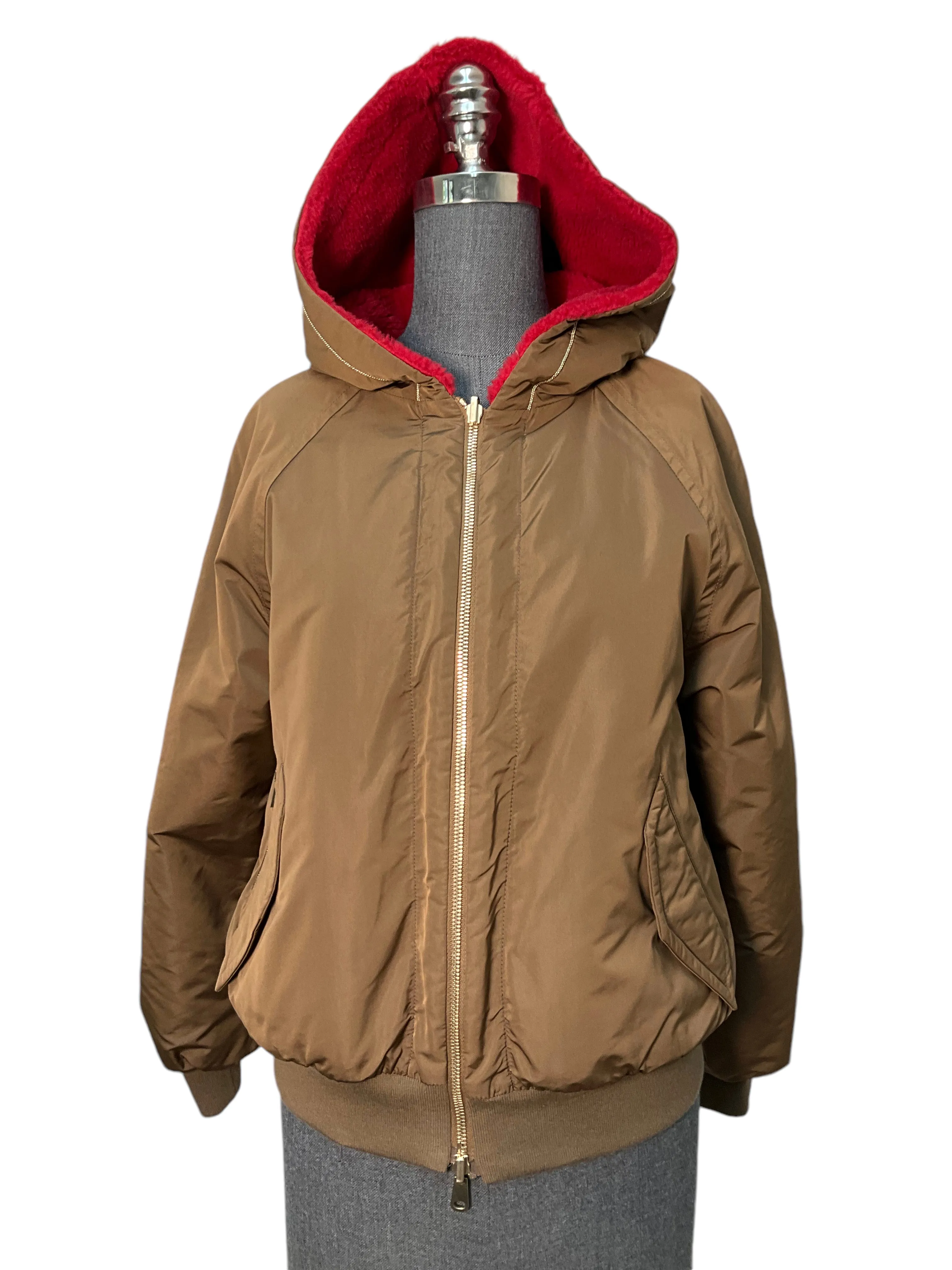 Brunello Cucinelli Reversible Cashemre Hooded Bomber Jacket Size S NWT
