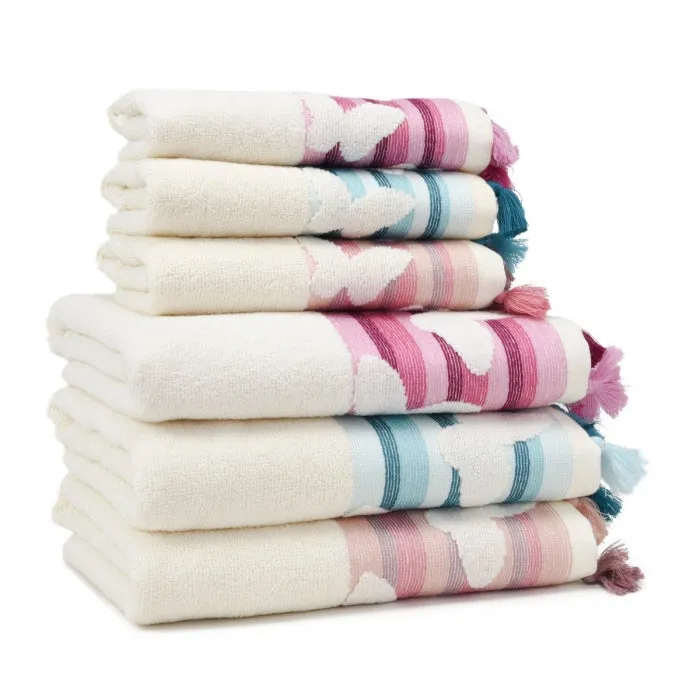 Butterfly Turkish Cotton Hand Towel Peach