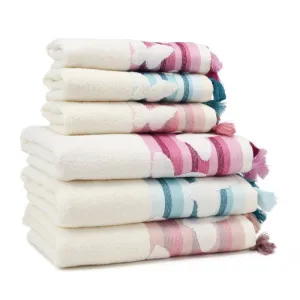Butterfly Turkish Cotton Hand Towel Peach