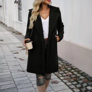 Casual Loose Hooded Knit Plush Jackets & Coats Wholesale Womens Clothing N3824073100082