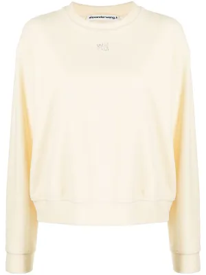 CRYSTAL-LOGO VELVET SWEATSHIRT