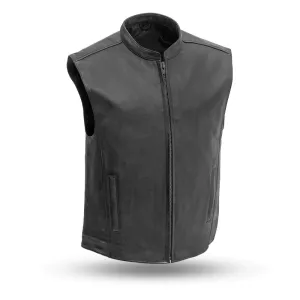 Edge - Men's Motorcycle Black Cowhide Leather Vest