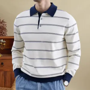 Fashion Contrast Striped Knitted Polo Shirt