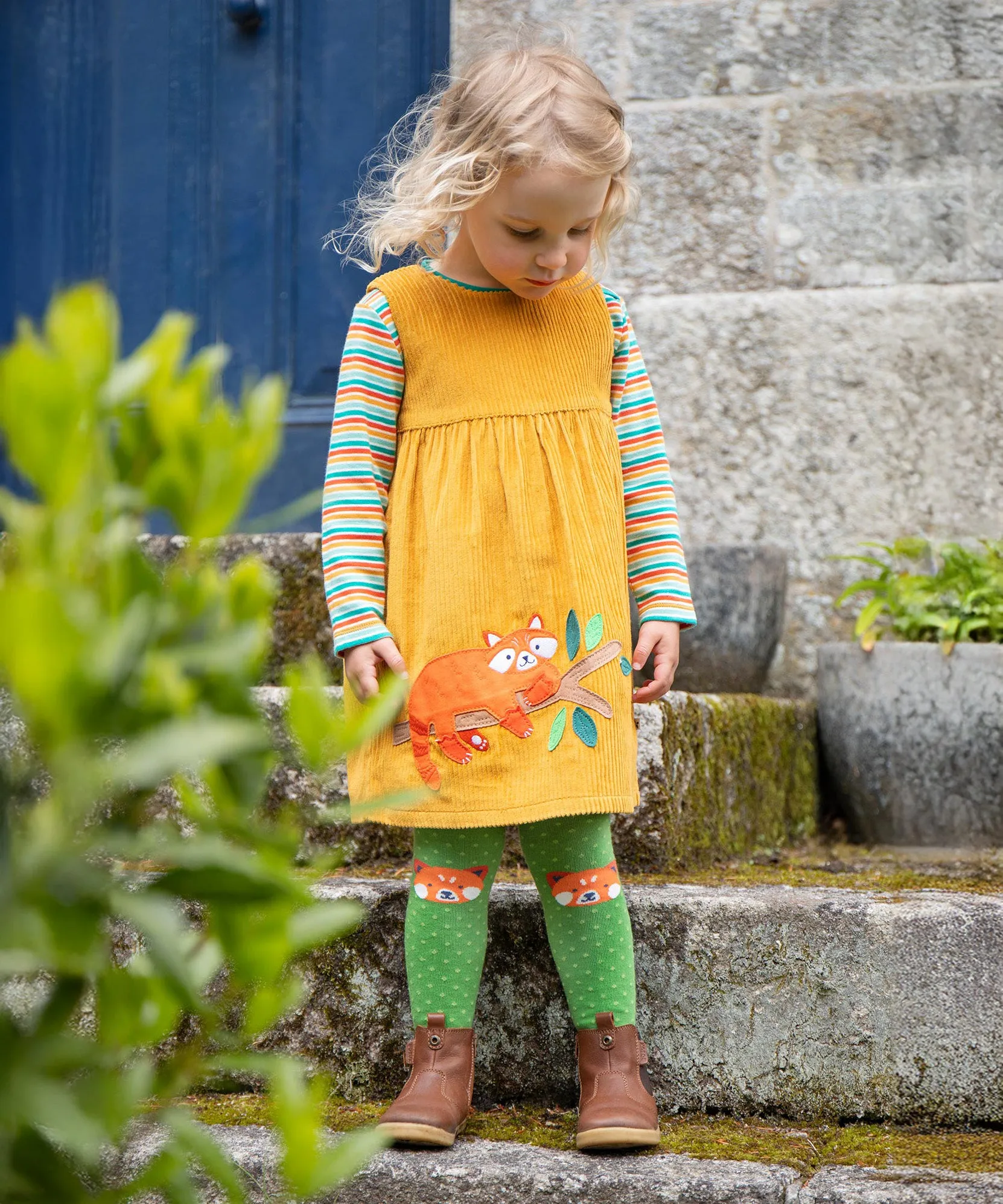 Frugi Norah Tights - Palm/Red Panda