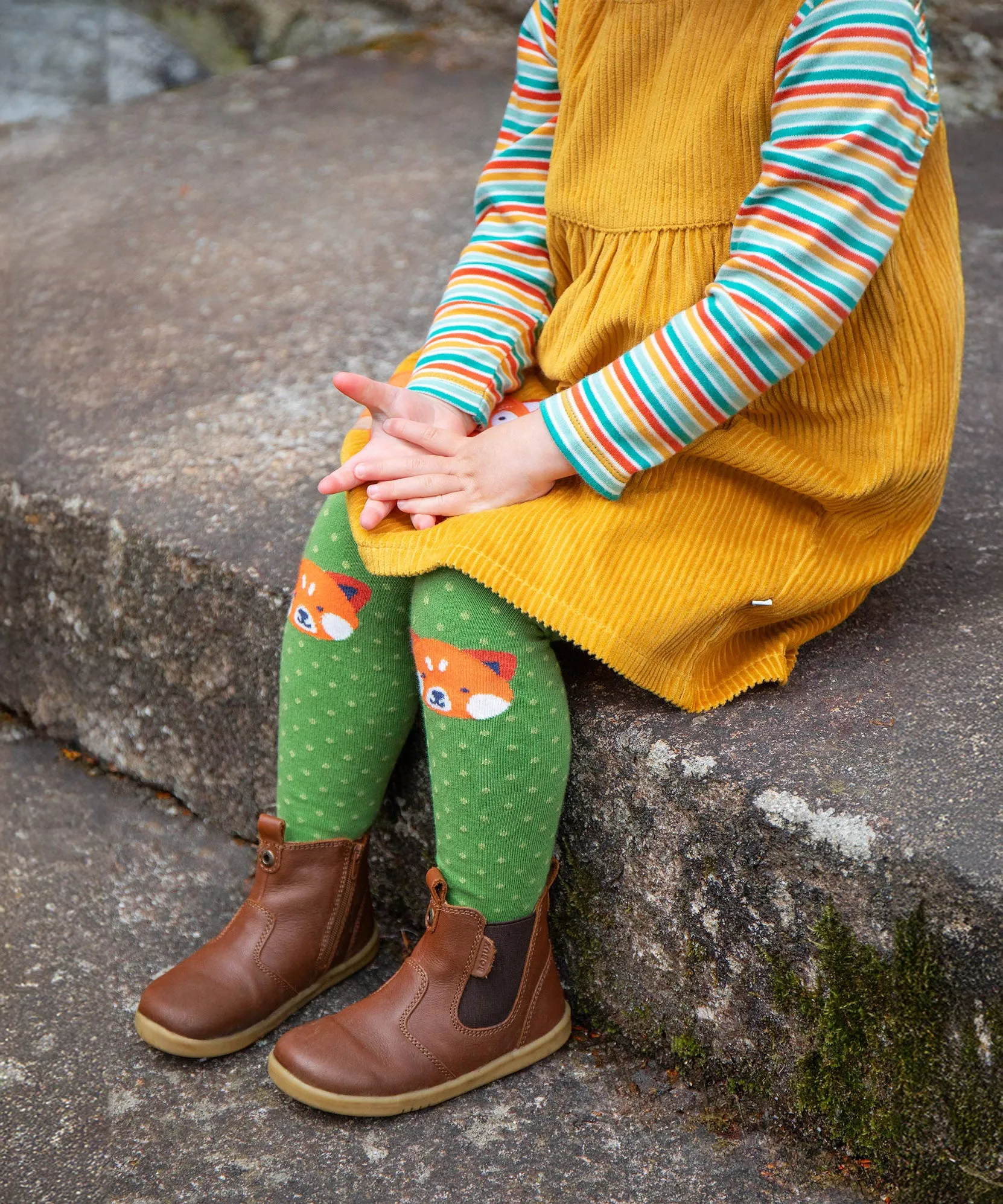 Frugi Norah Tights - Palm/Red Panda