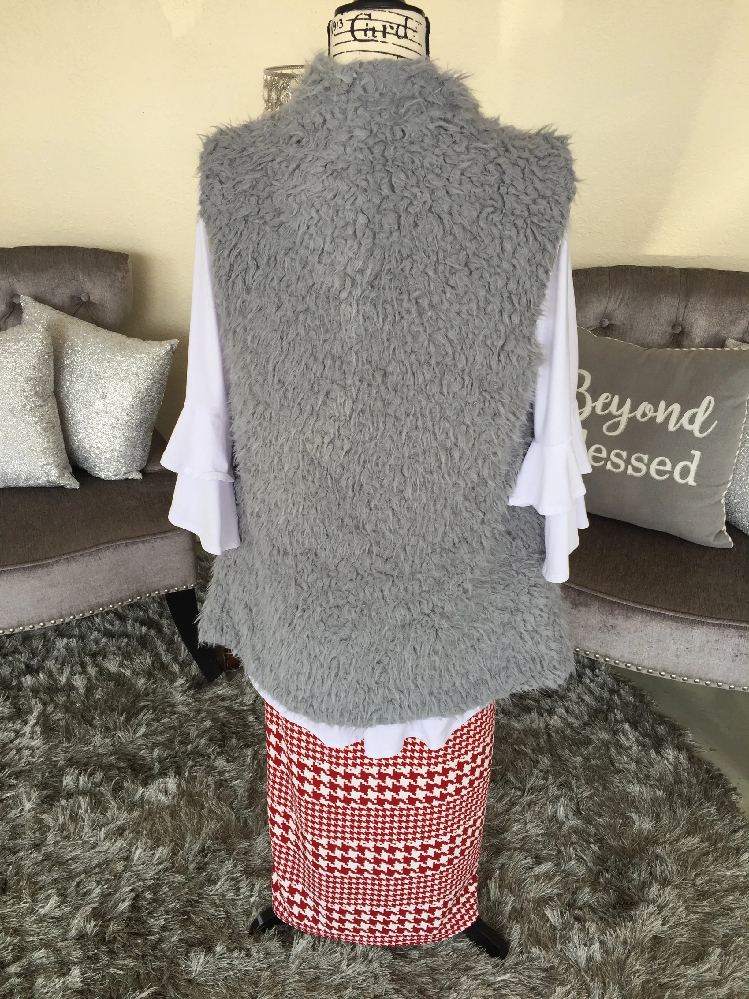 Gray Sherpa Sleeveless Vest