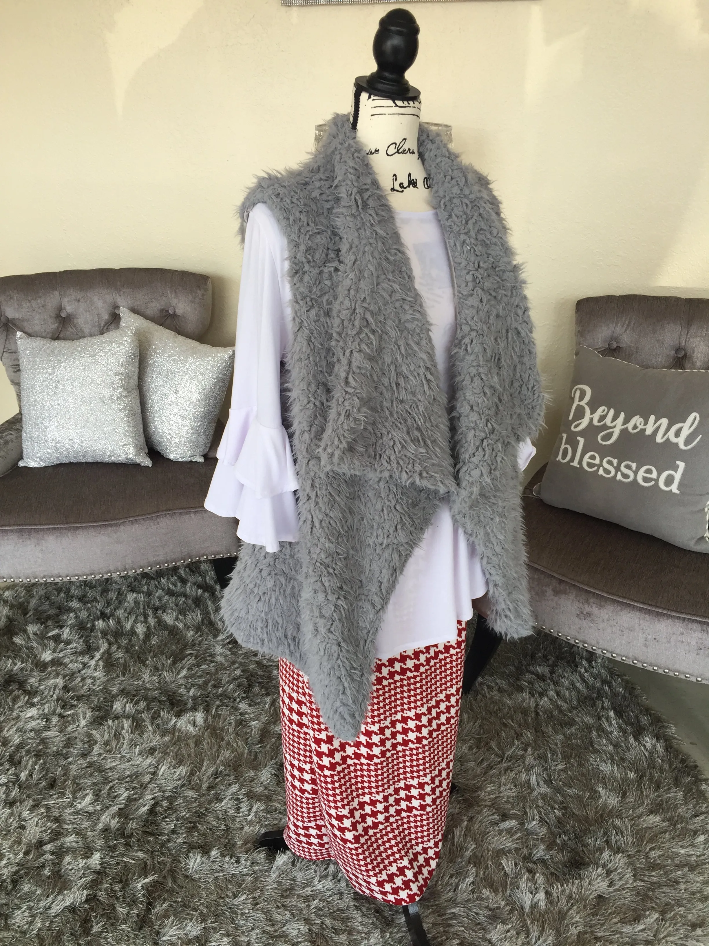 Gray Sherpa Sleeveless Vest