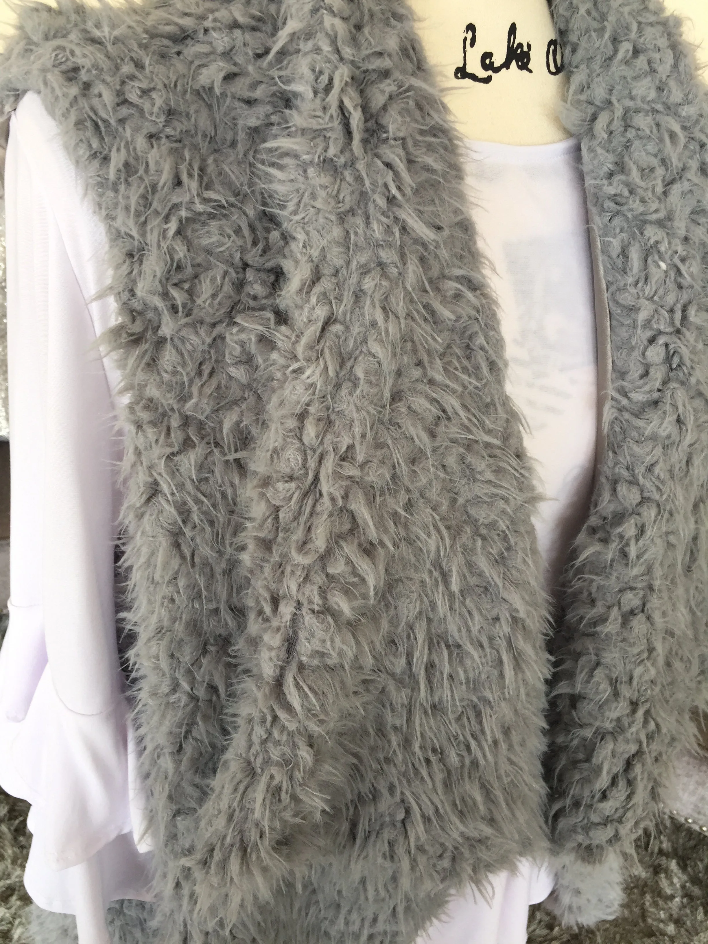 Gray Sherpa Sleeveless Vest