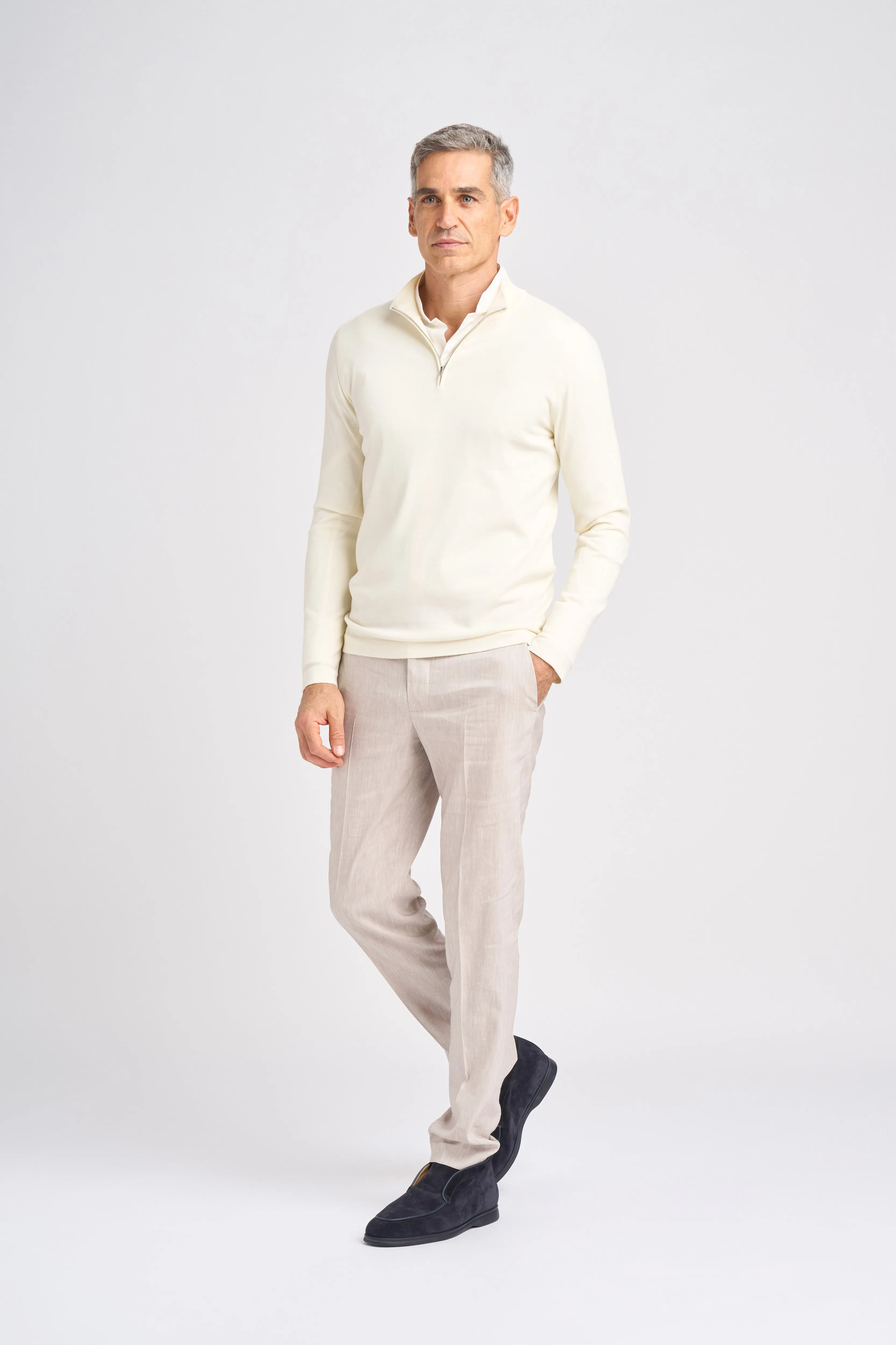 Guildford half zip jumper in Luxury 140's Wool