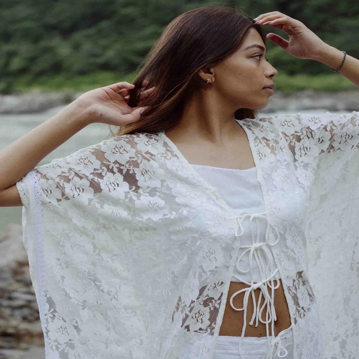 Lace Kaftan With Pants Bora-Bora