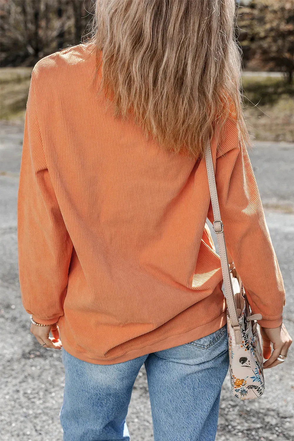 Letter Graphic Round Neck Long Sleeve Sweatshirt, Hey Boo