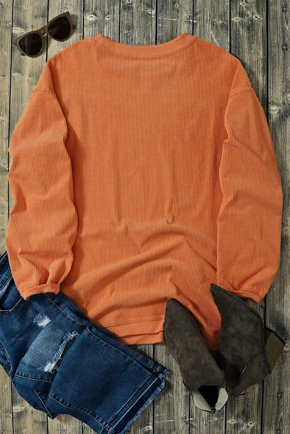 Letter Graphic Round Neck Long Sleeve Sweatshirt, Hey Boo