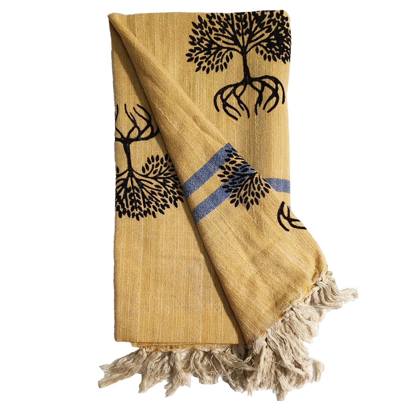 Linen Turkish Towel Pestemal Tree Pattern