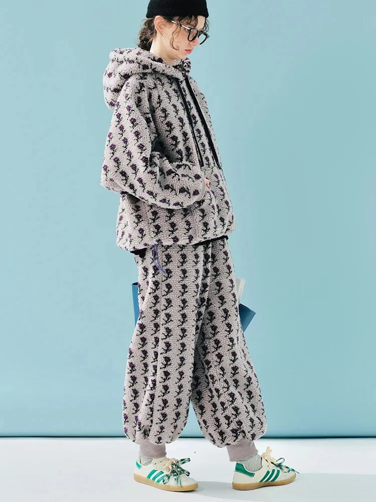 LVSANW IMAKOKONI original design long sleeved warm and plush lamb wool top hoodie 244881