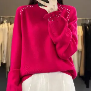 LVSANW Women Clothing Fashion Chic Loose Sweaters Autumn Winter Comfortable Warm Soft Wool Pullovers Vintage Flare Sleeve Knitted Tops