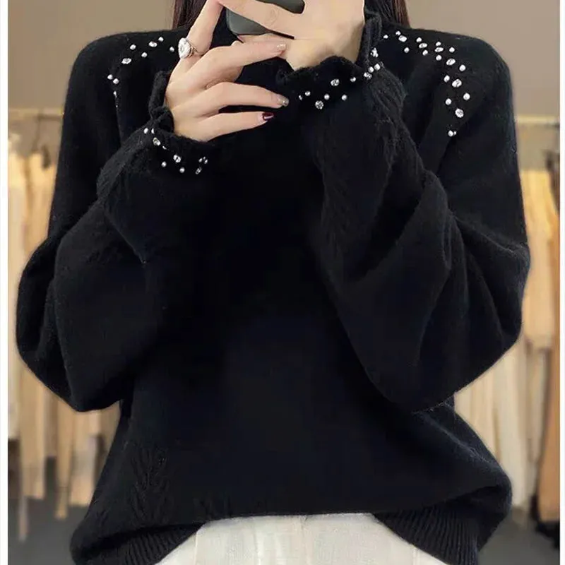 LVSANW Women Clothing Fashion Chic Loose Sweaters Autumn Winter Comfortable Warm Soft Wool Pullovers Vintage Flare Sleeve Knitted Tops