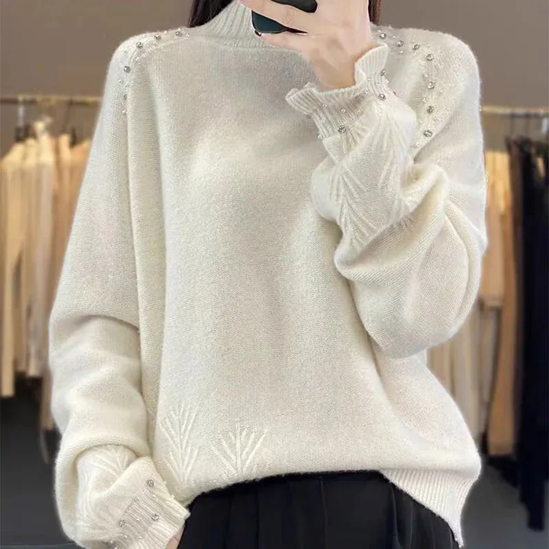 LVSANW Women Clothing Fashion Chic Loose Sweaters Autumn Winter Comfortable Warm Soft Wool Pullovers Vintage Flare Sleeve Knitted Tops