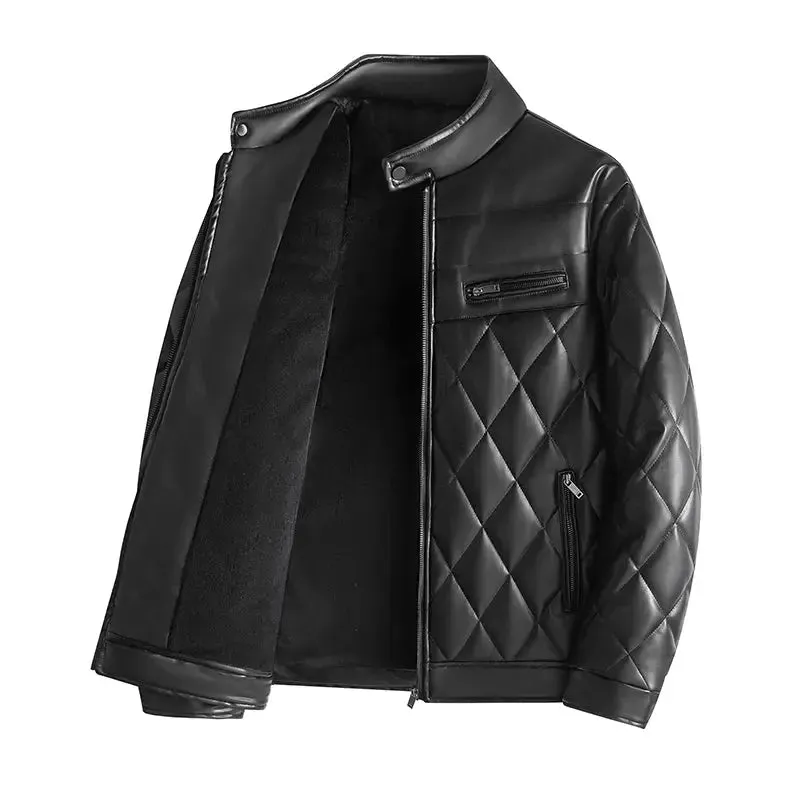 Man's Leather Jacket Autumn Winter Casual Fashion Vintage Trend Coat Male Warm All Match High Street Top Clothing New Streetwear