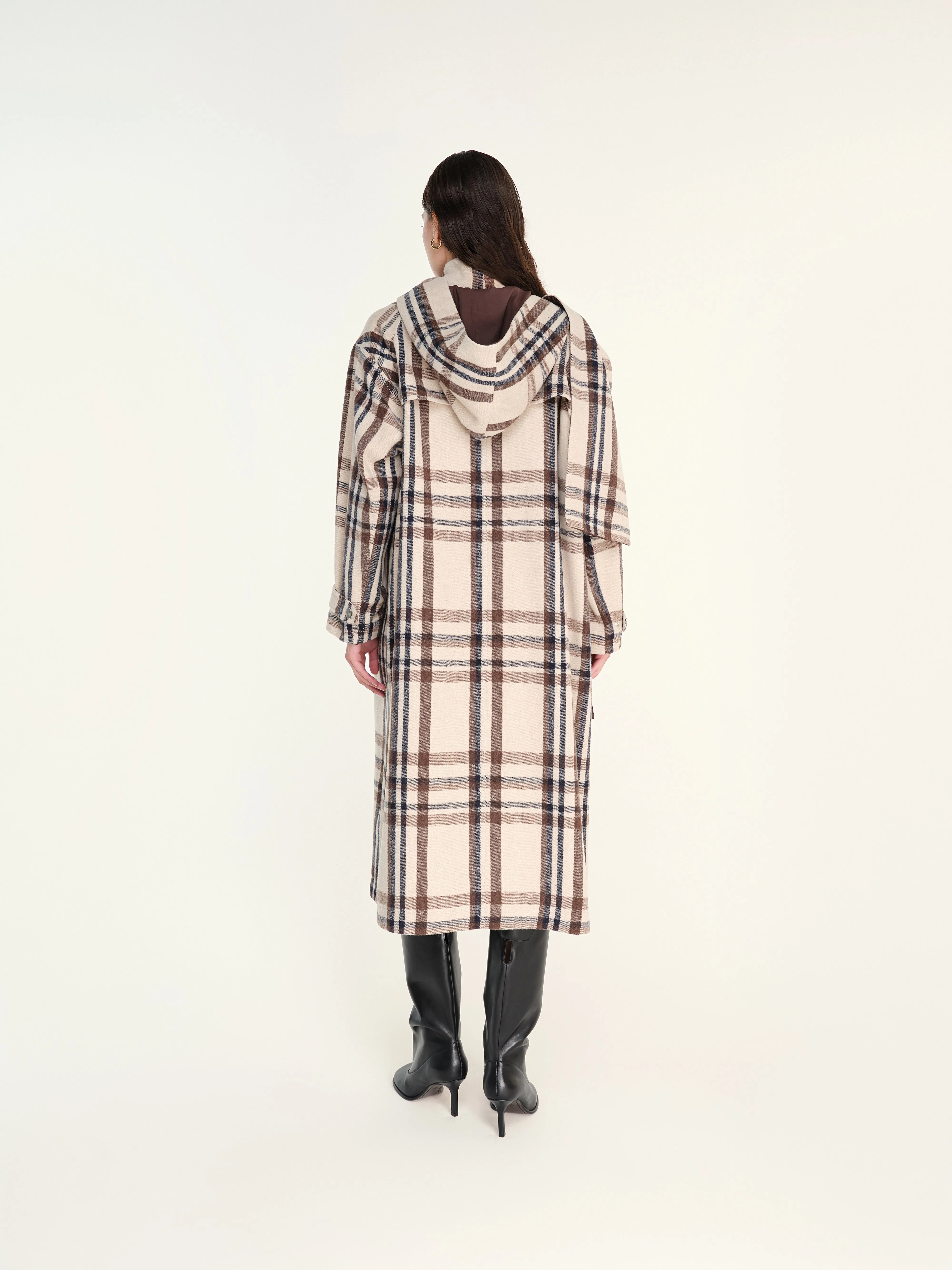 MEDES - Oversize checked coat with detachable hood