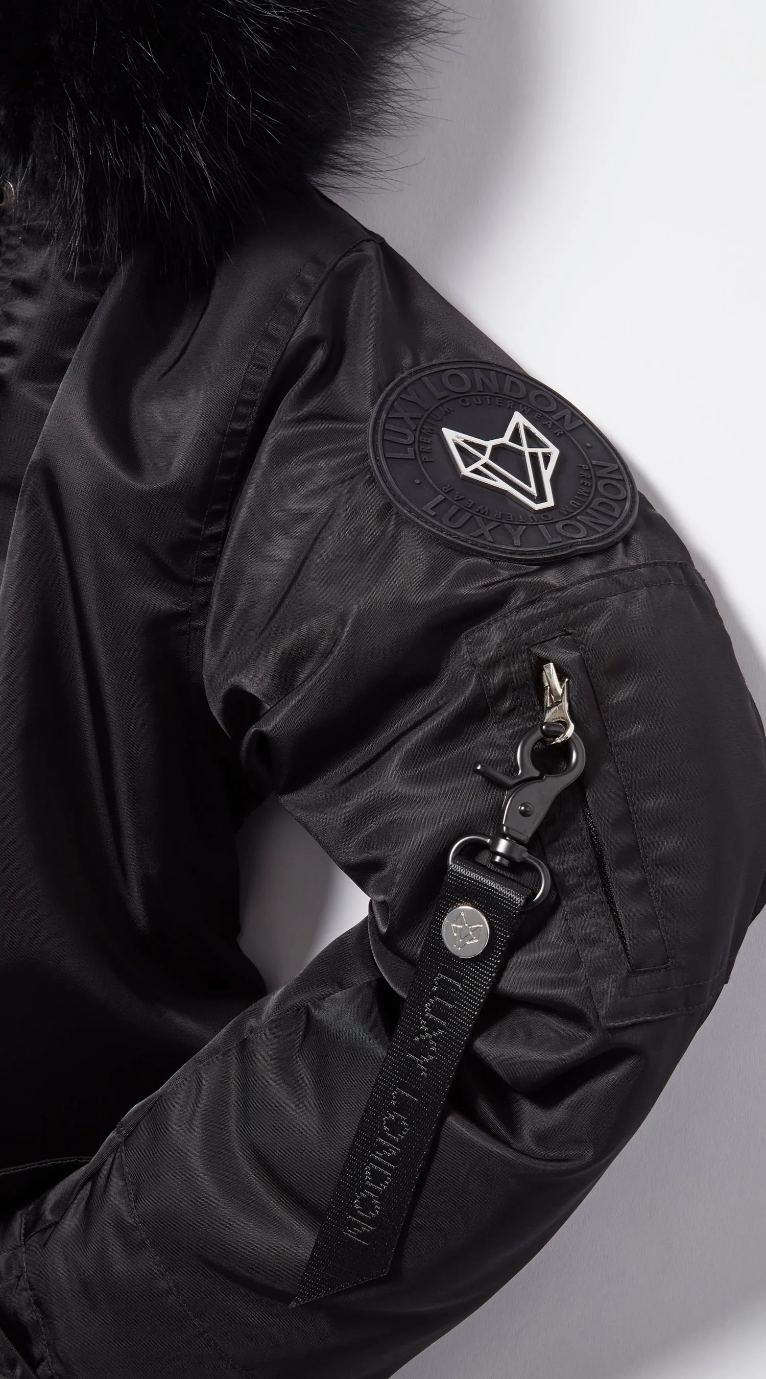 Mens Black Water-Repellent Luxy Fur Parka - Black