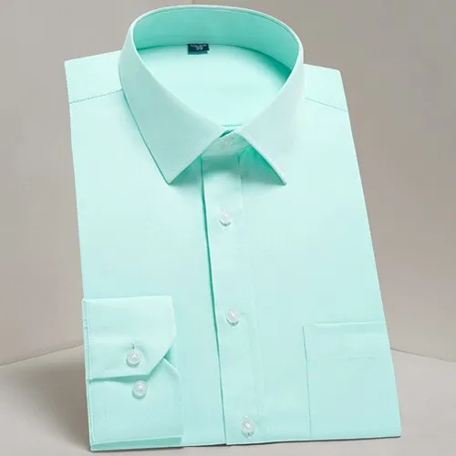 Men's Classic Long Sleeve Solid Basics Dress Shirts Comfortable Soft Formal Business Standard-fit Twill Work Office White Shirt