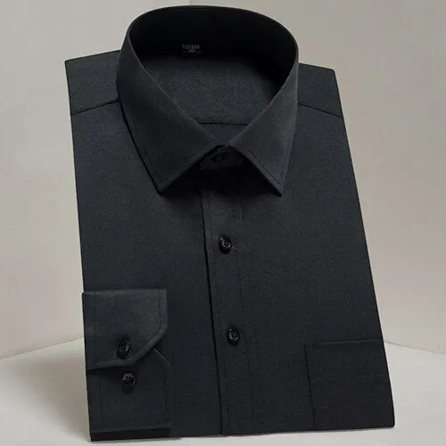 Men's Classic Long Sleeve Solid Basics Dress Shirts Comfortable Soft Formal Business Standard-fit Twill Work Office White Shirt