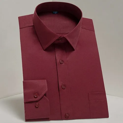 Men's Classic Long Sleeve Solid Basics Dress Shirts Comfortable Soft Formal Business Standard-fit Twill Work Office White Shirt