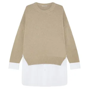 Merino And Poplin Jumper
