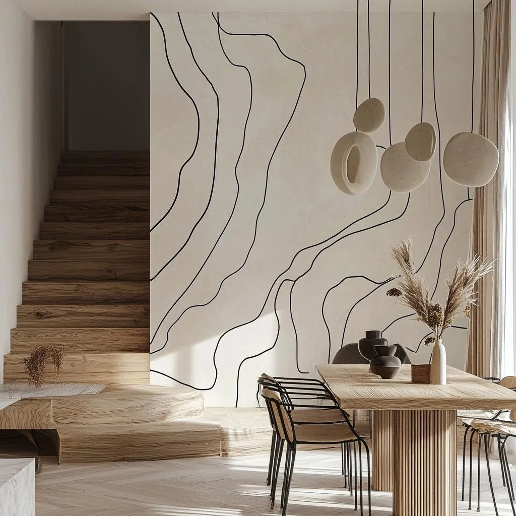 Minimalist Boho Stripe Wall Decal | Abstract Line Art Wall Stickers | Removable Modern Wall Decor for Living Room, Dining Room, or Office
