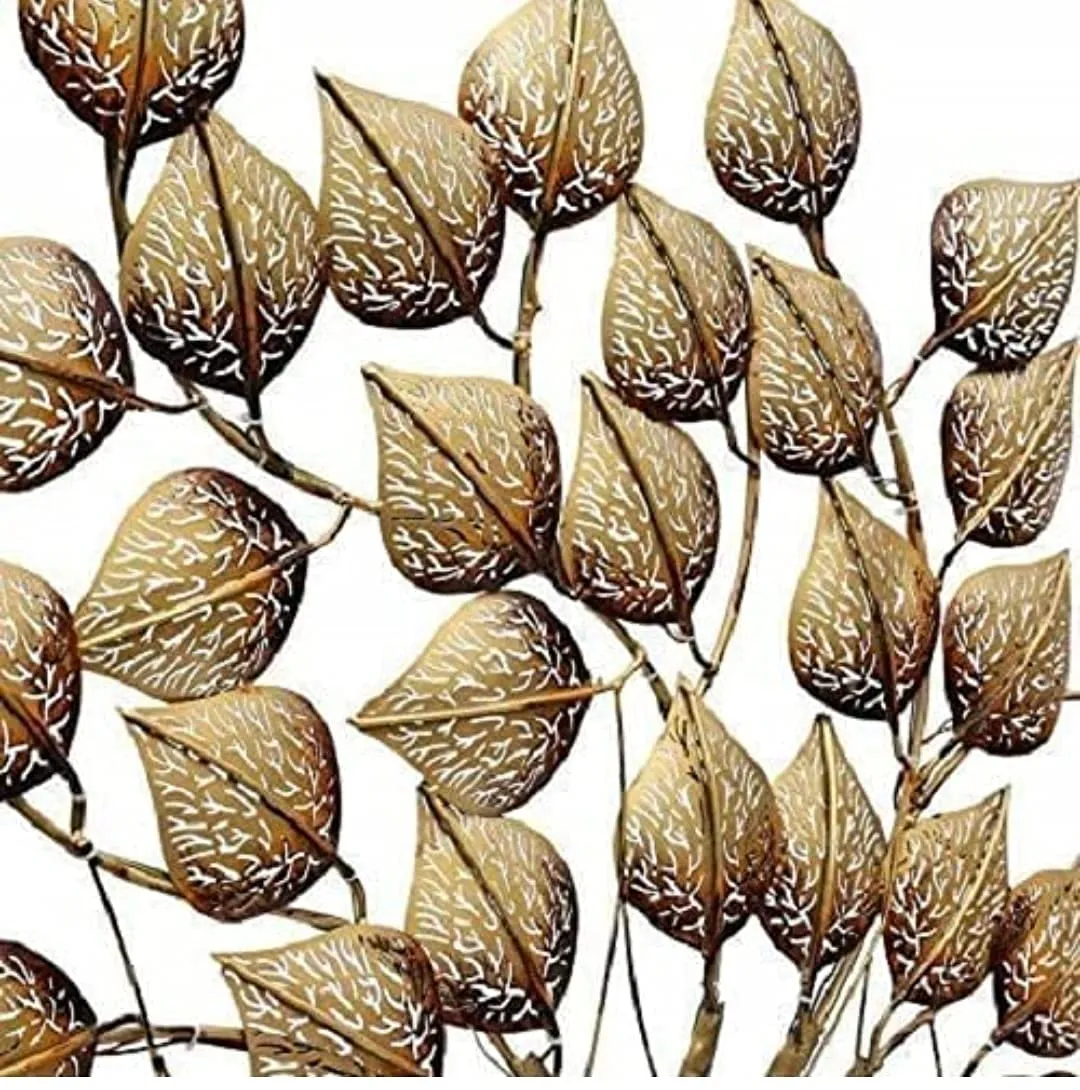 M.S. ART Handcrafted Iron Wall Hanging LED Gold Tree for Home Living Room Wall MSA_01