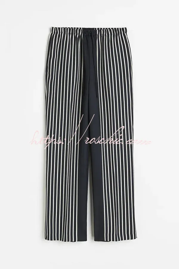 Nautical Adventures Colorblock Striped Long Sleeve Loose Shirt and Elastic Waist Pocket Pants Set