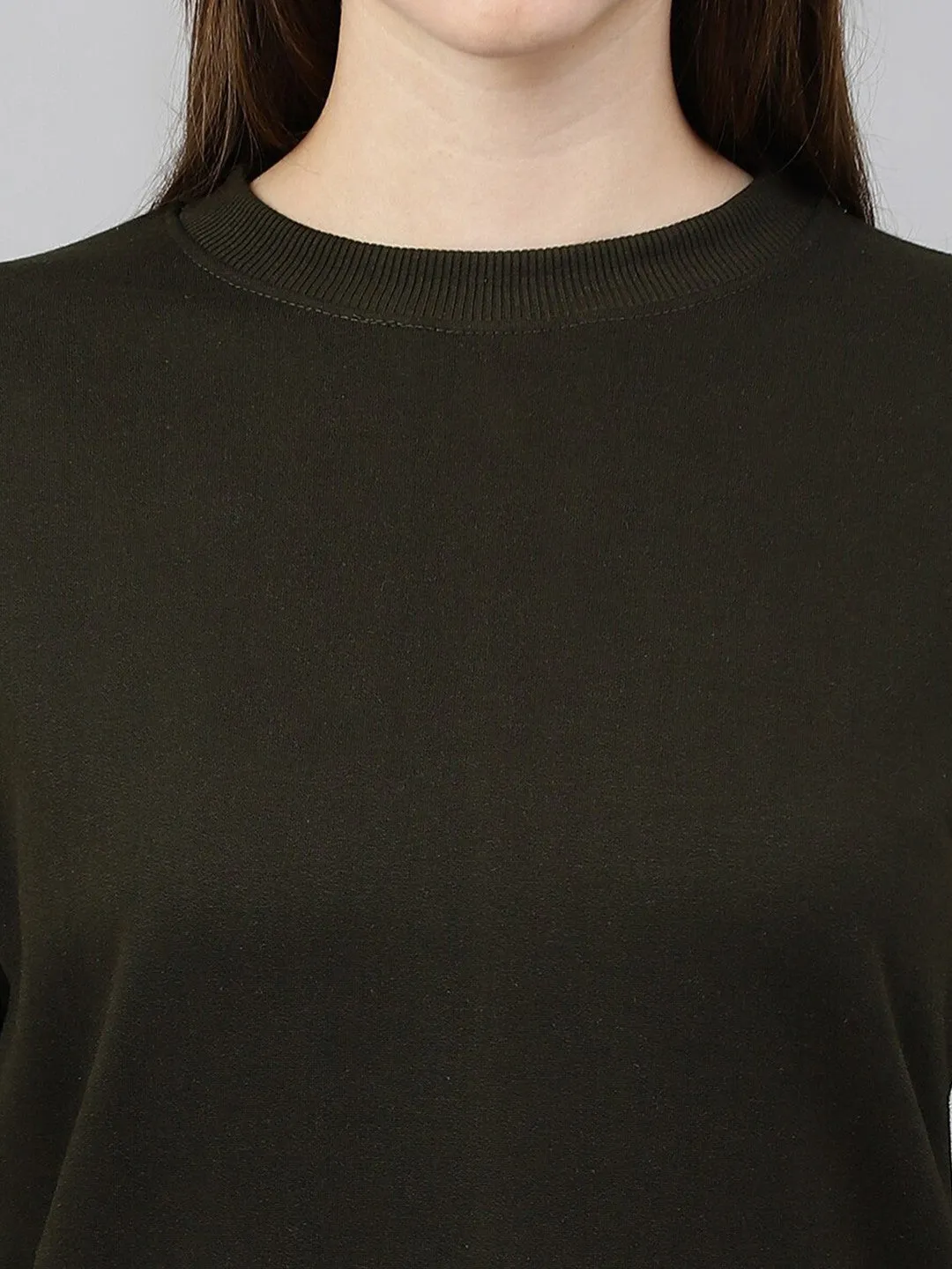 Olive Green Solid Sweatshirt