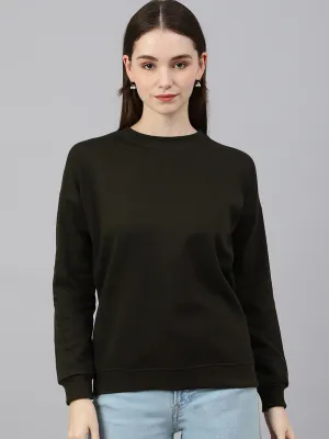 Olive Green Solid Sweatshirt
