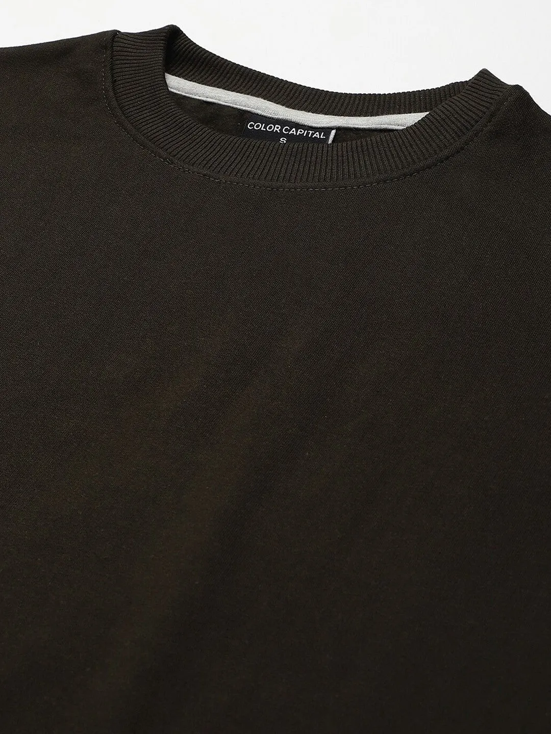Olive Green Solid Sweatshirt