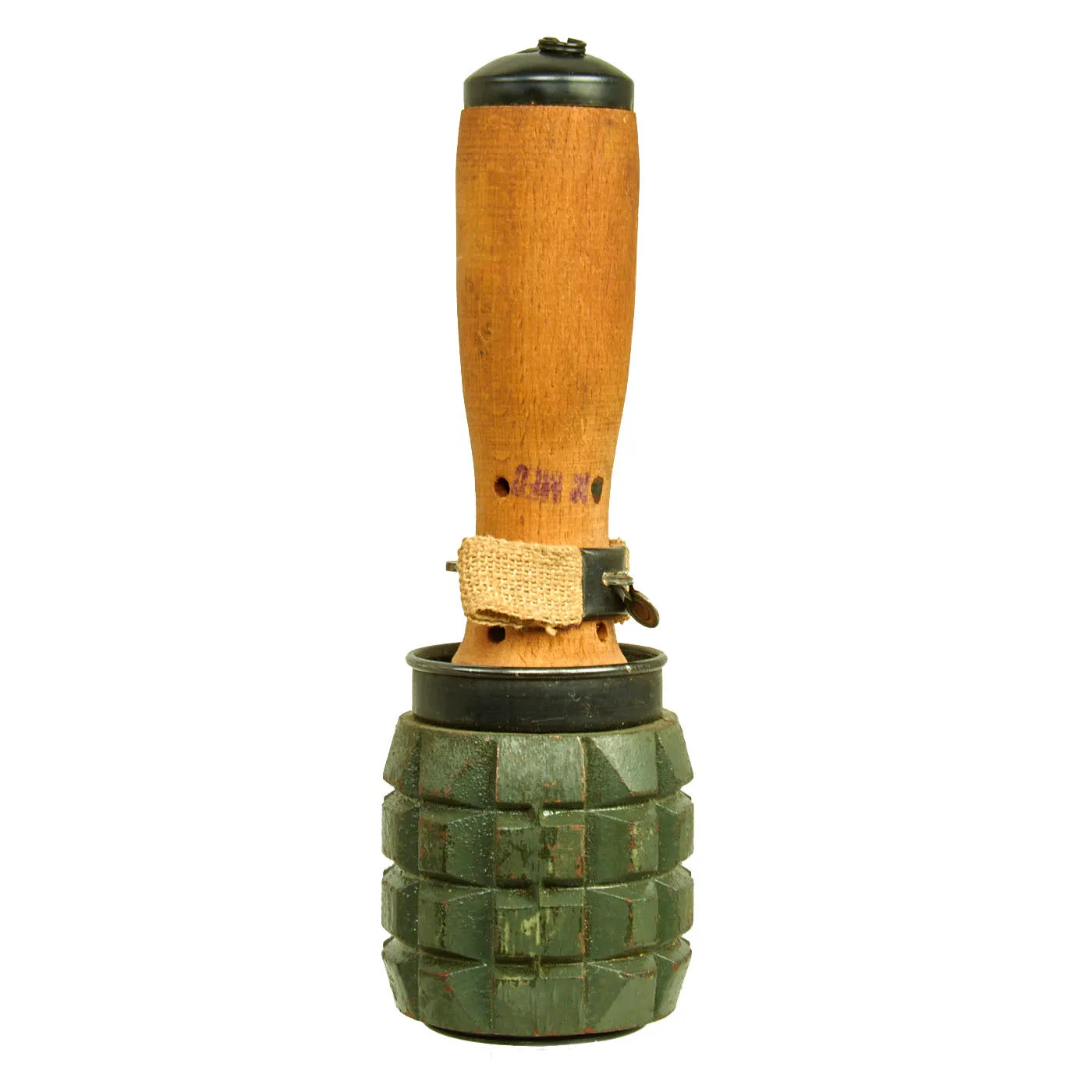 Original Cold War Hungarian 42/48 M Training Hand Grenade with Fragmentation Sleeve - Inert