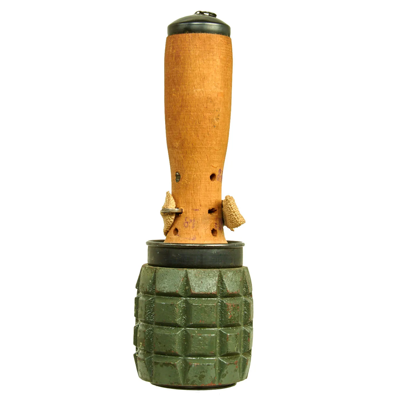 Original Cold War Hungarian 42/48 M Training Hand Grenade with Fragmentation Sleeve - Inert