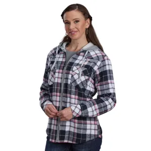 Pink/Black Plaid Flannel Lined Zip Up Hoodie