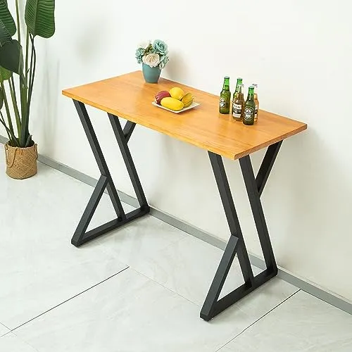 POLUNCA Industrial Modern High Coffee Table Legs, Black Metal Desk Legs, Triangle Shape, Bench Chair Base,Set of 2（39.4" H*24" W）
