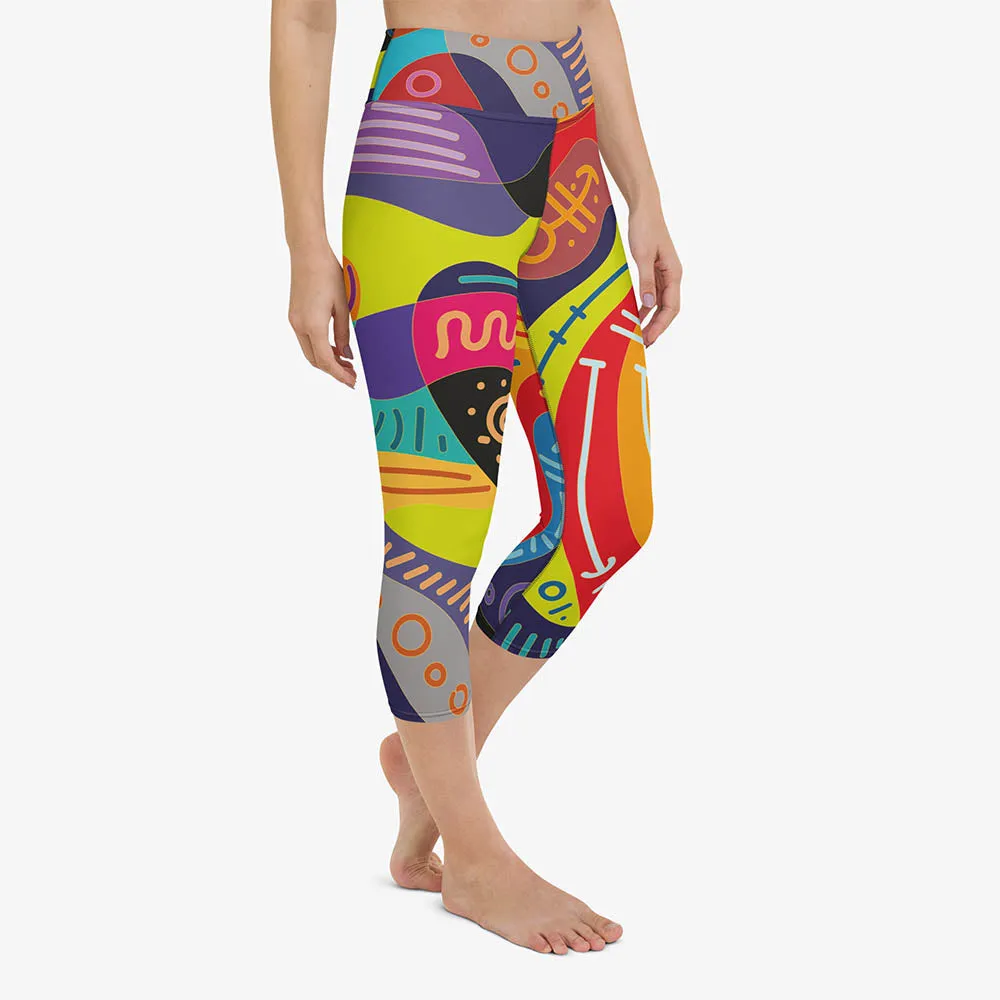 Printed Capris "Funky Batik" Green/blue/Magenta