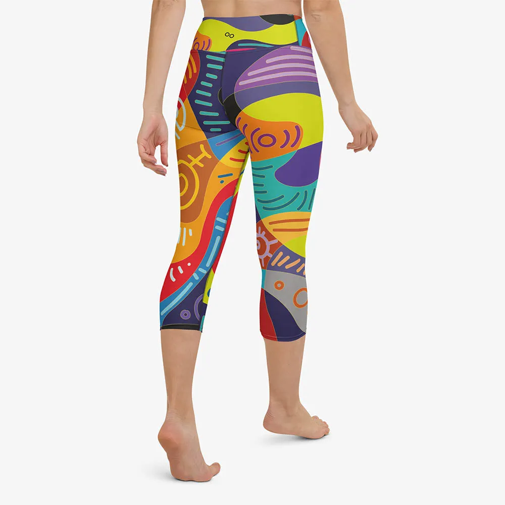 Printed Capris "Funky Batik" Green/blue/Magenta