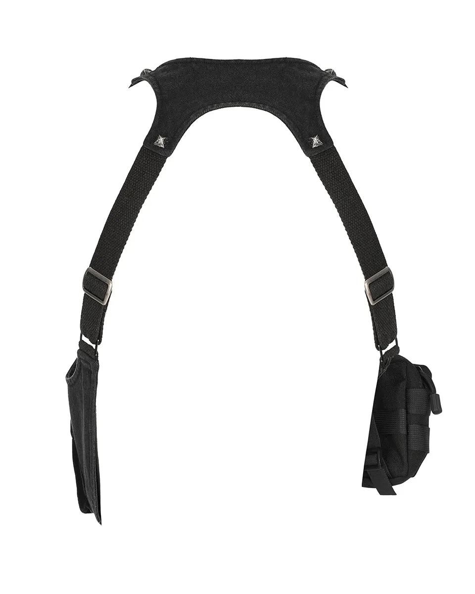 Punk Rave Mens Gothic Apocalyptic Tactical Utility Pockets Studded Harness Top