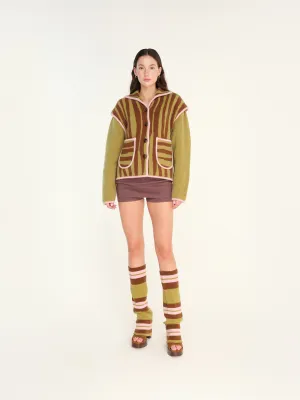 RINA - Jacquard knit jacket with removable sleeves